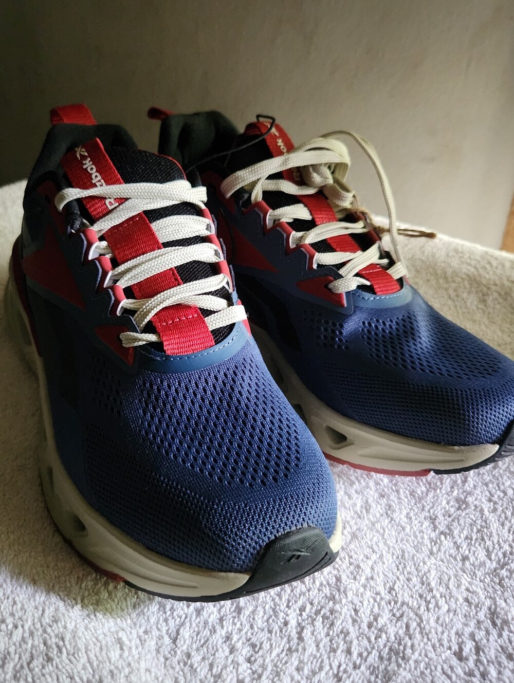 Reebok Men's Navy Blue and Red "Soleus Run" Running Shoes
